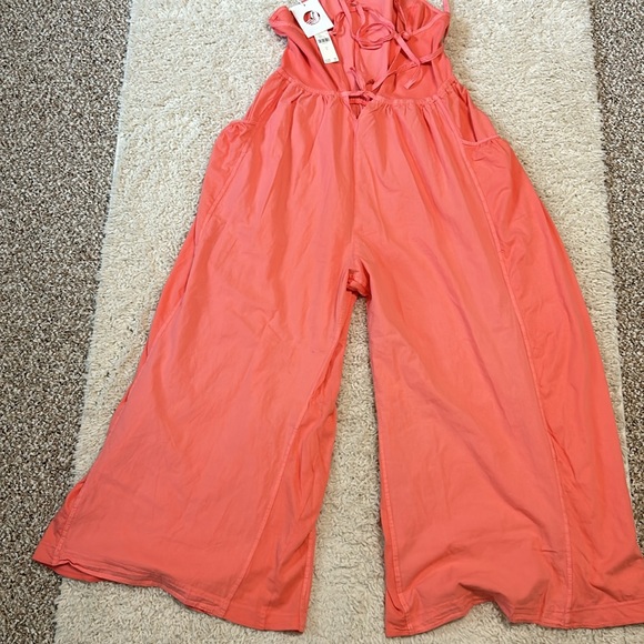 NWT ANTHRO L Daily Practice by Anthropologie Lights Out Jumpsuit in coral - Picture 10 of 11
